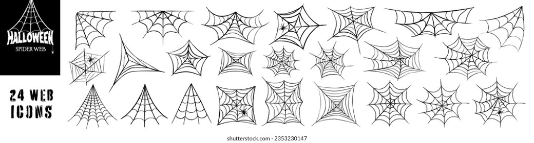 Spiderweb icon set. Cobweb symbol set.