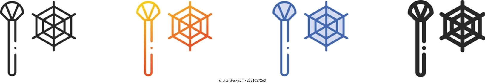 spiderweb icon.Thin Linear, gradiente, azul traçado e negrito estilo design isolado no fundo branco