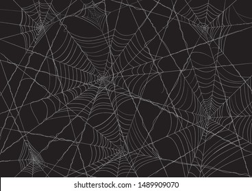 Spiderweb Isolated Black Background For Halloween Theme Night Party. Cobweb Vector Eps10