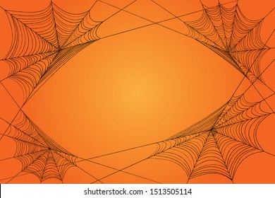 Spiderweb isolated orange background for halloween day. Cobweb vector EPS10