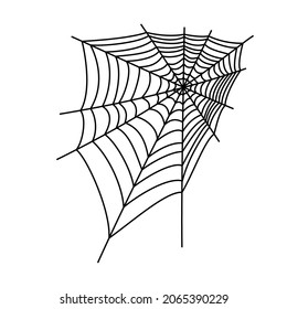 Ilustración vectorial de línea Spiderweb. Dibujo de telaraña. Símbolo de Halloween. 