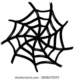 Spiderweb with paint brush strokes on a white background