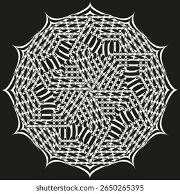 Ícone da roseta da teia aranha. Rede de renda delicada. Vetor Web Pálido. Simetria de malha noturna.