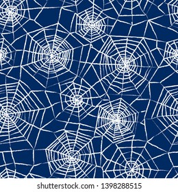 Spiderweb Seamless Pattern. Hand Drawn Vector Background.
