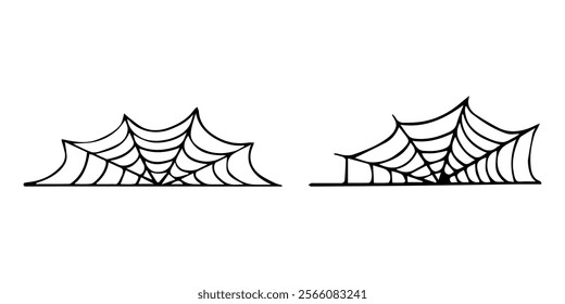 Spiderweb set. Cobweb, Spiderweb icons collection. Black mesh patterns with halloween party ornament. Sticky trap of intertwining dangerous vector lines ilustration