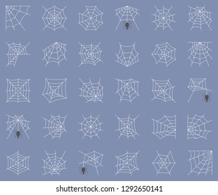 Spiderweb set, different type of cobweb vector illustration