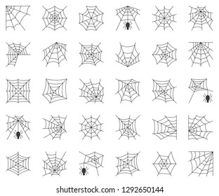 Spiderweb set, different type of cobweb vector illustration