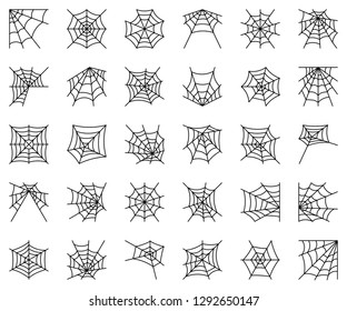 Spiderweb set, different type of cobweb vector illustration