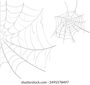  Spiderweb set. Grey webs for Halloween party. Vector illustration