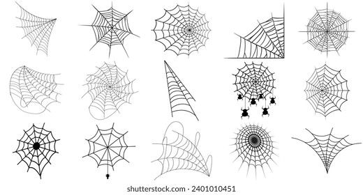 Spiderweb set.Web spider cobweb icons set. Spider icon set.Outline set of spider vector icons for web design isolated on white background.
