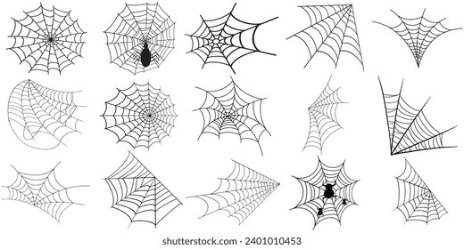 Spiderweb set.Web spider cobweb icons set. Spider icon set.Outline set of spider vector icons for web design isolated on white background.
