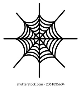 Spiderweb. Silhouette. Vector illustration. A sticky victim trap. Intricate network. Hunter's ambush. Thin thread. Halloween symbol. White isolated background. All Saints' Day. Idea for web design.