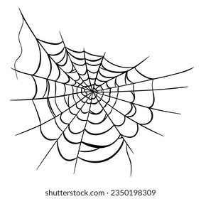 Spiderweb simple black silhouette icon for Halloween isolated on white background. Flat style spiderweb or cobweb net symbol vector illustration. Graphic design element.