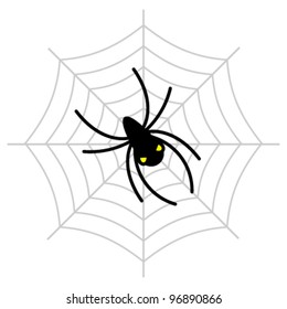 Spiderweb and spider, isolated on white background. Vector illustration of cobweb.