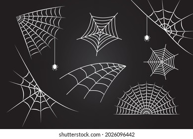 Spiderweb with spider vector on black background for Halloween design.