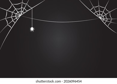 Spiderweb with spider vector on black background for Halloween design.