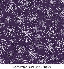 Spiderweb Spooky Seamless Pattern. Spider, Horror Theme. Great For Printing, Wrapping. Vector Illustration.