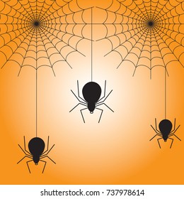 Spiderweb and three spiders for Halloween Wallpaper Making