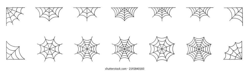 Spiderweb vector icon set. Halloween cobweb symbol collection