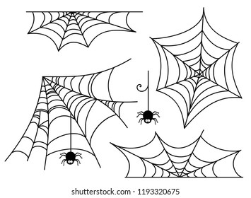 Spiderweb vector illustration set