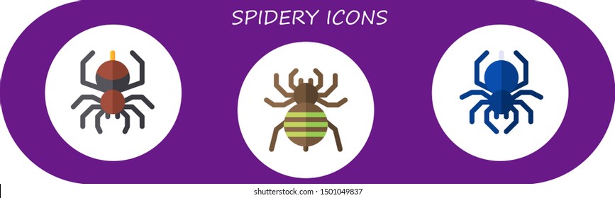 spidery icon set. 3 flat spidery icons.  Simple modern icons about  - spider