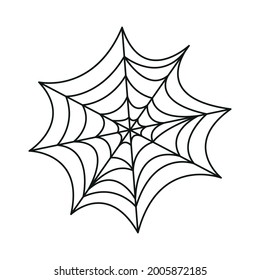 Spideweb linear icon. Halloween line art. Isolated black net on white background. Web logo for your halloween cards. 