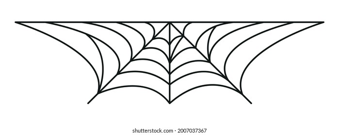 Spideweb linear icon. Halloween line art. Isolated black net on white background. Web logo for your halloween cards. 