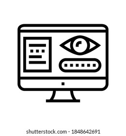 vector de icono de línea de acceso de contraseña espiada. signo de acceso de contraseña espiada. símbolo de contorno aislado ilustración negra