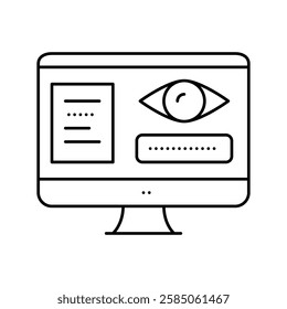 spied password access line icon vector. spied password access sign. isolated contour symbol black illustration