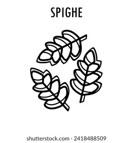 Spighe pasta doodle food illustration. Hand drawn graphic print of short macaroni type of pasta. Vector line art food ingredient of Italian cuisine