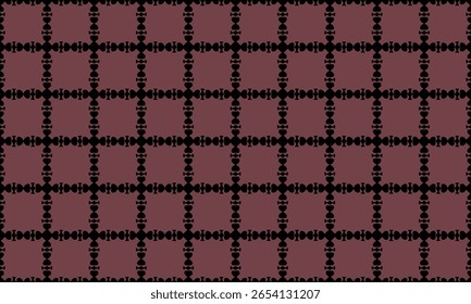 Bloco Spike, Textura de fundo sem costura em estilo geométrico ornamental, quadrado de bloco rosa de dois tons com padrão de repetição de borda preta, imagem repleta, design para impressão de tecido, cruz de grade de estrela