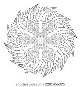 Spike flower mandala. Simple design for coloring.