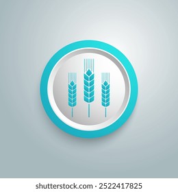 Spike icon. Agriculture, natural, harvest symbol and illustration Vector blue button