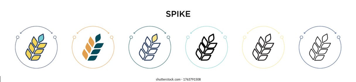 Spike icon in filled, thin line, outline and stroke style. Vector illustration of two colored and black spike vector icons designs can be used for mobile, ui, web