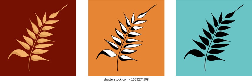 Spike of Wheat Grain Vector Color Variation