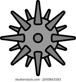 Spiked Ball with Black Outline Illustration
