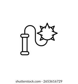 Spiked Ball And Chain Weapon Concept With Transparent Background