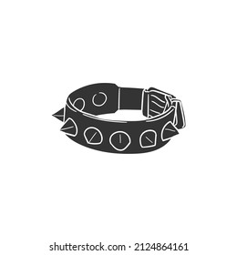 Spiked Bracelet Icon Silhouette Illustration. Leather Heavy Accessory Vector Graphic Pictogram Symbol Clip Art. Doodle Sketch Black Sign.