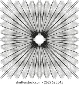 Ícone de intermitência pontiaguda. Raios pretos e brancos. Forma de tensão central. Estrela abstrata vetorial
