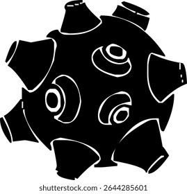 Spiked or cratered ball icon representing asteroid, moon, bomb, or fantasy object in games or space-themed visuals.