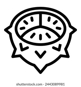 Spiked halved jelly melon icon outline vector. African food. Ripe juicy horned cucumber