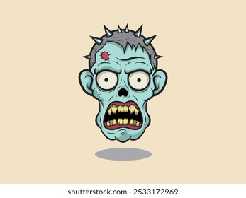 Ilustración vectorial de dibujos animados de zombis con cabeza de pico