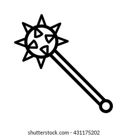 Spiked mace weapon line art vector icon for games and websites