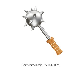 Spiked Medieval Mace Symbol 3D-Rendering-Illustration