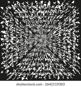 Spiked pattern burst. Abstract sharp vector. Black white explosion. Jagged shape form.