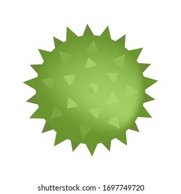 Spiked sensory ball of green color isolated on white. Vector illustration. Kids toy or sensory rooms equipment element