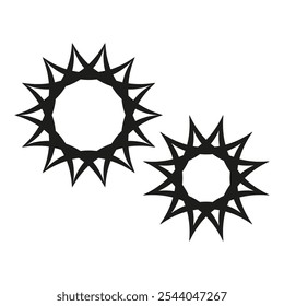 Spiked shapes. Abstract vector icons. White pattern on black. Dynamic geometric design.