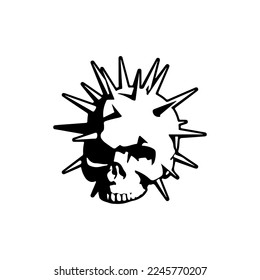 spiked skull vector illustration concept