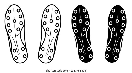 Spiked Sole Of Classic Soccer, Football Boot, Sneaker Icon Bottom View. Isolated Vector On White Background