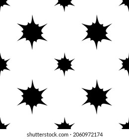 Spiked star ornament. Vector white and black simple spiky stars.